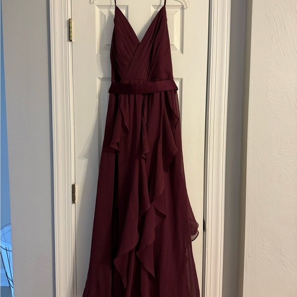 WHITE by Vera Wang halter chiffon bridesmaid dress in Wine - Picture 2 of 8